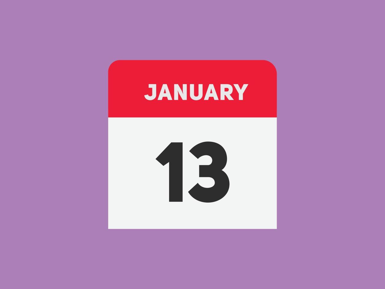 january 13 calendar reminder. 13th january daily calendar icon template. Calendar 13th january icon Design template. Vector illustration