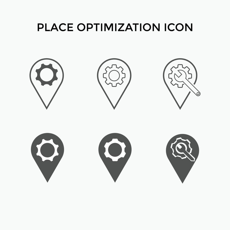 conjunto de icono de optimización de lugar vector