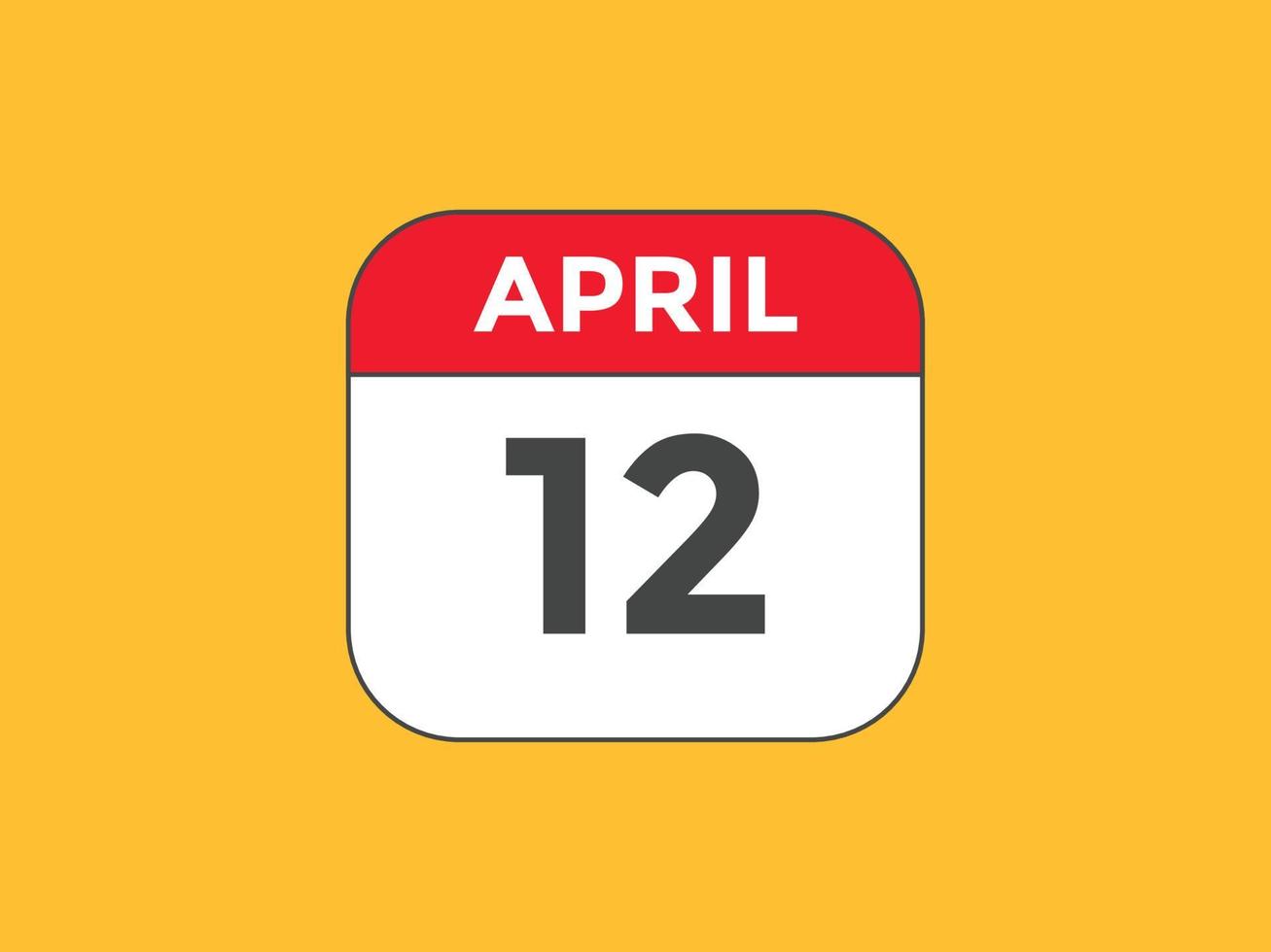 april 12 calendar reminder. 12th april daily calendar icon template.  Calendar 12th april icon Design template. Vector illustration 11052498  Vector Art at Vecteezy