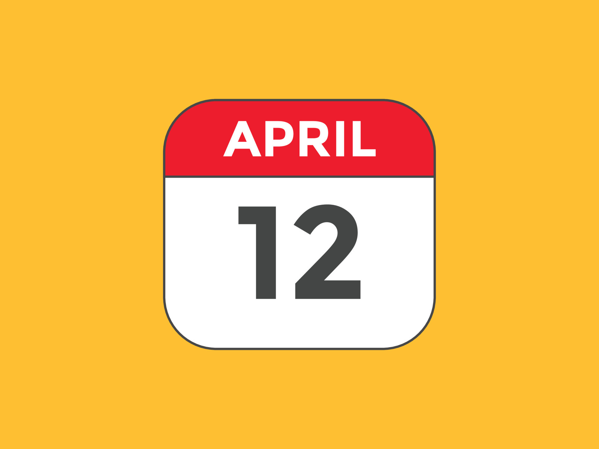 Recordatorio del calendario del 12 de abril. Plantilla de icono de calendario diario del 12 de