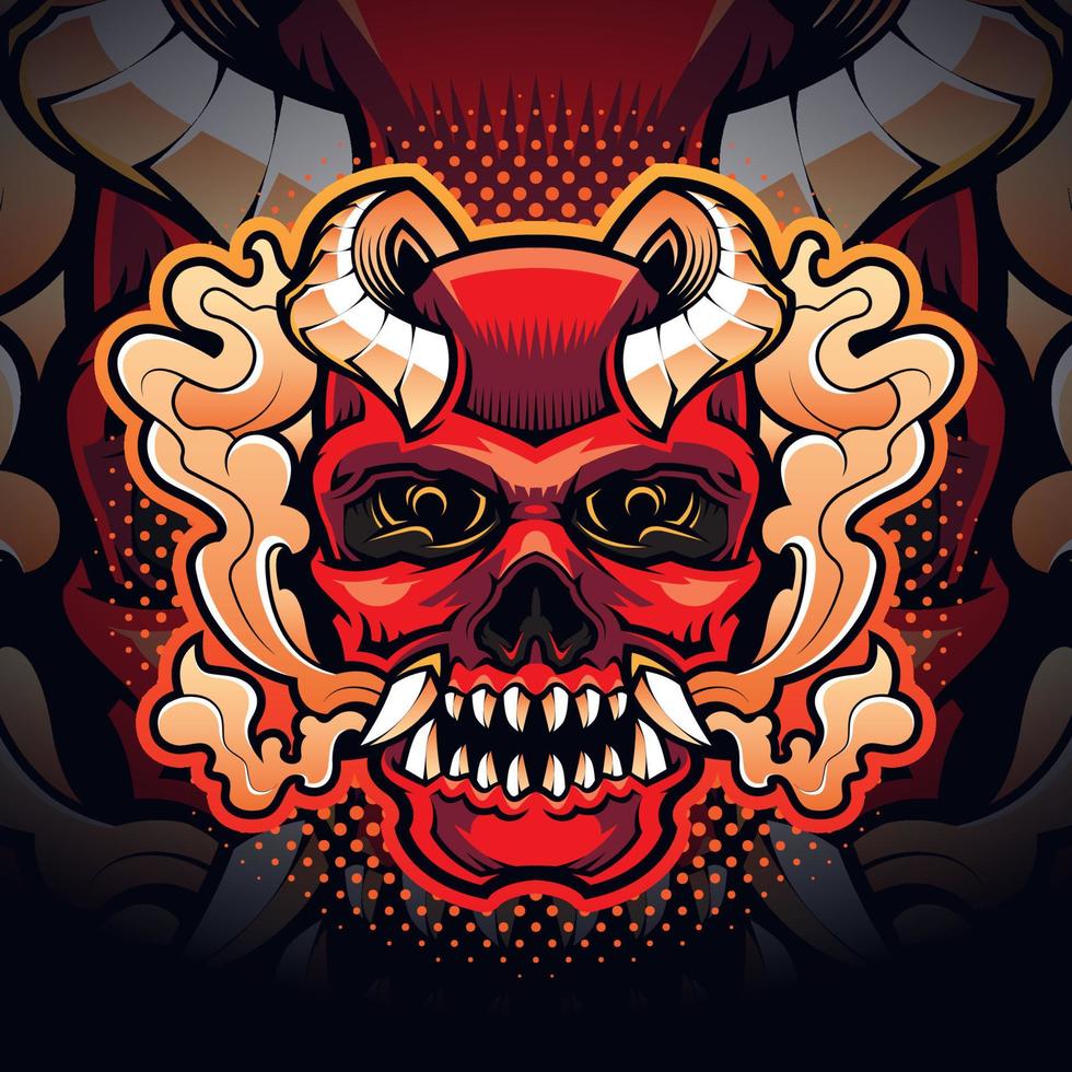 Skull evil head mascot logo vector