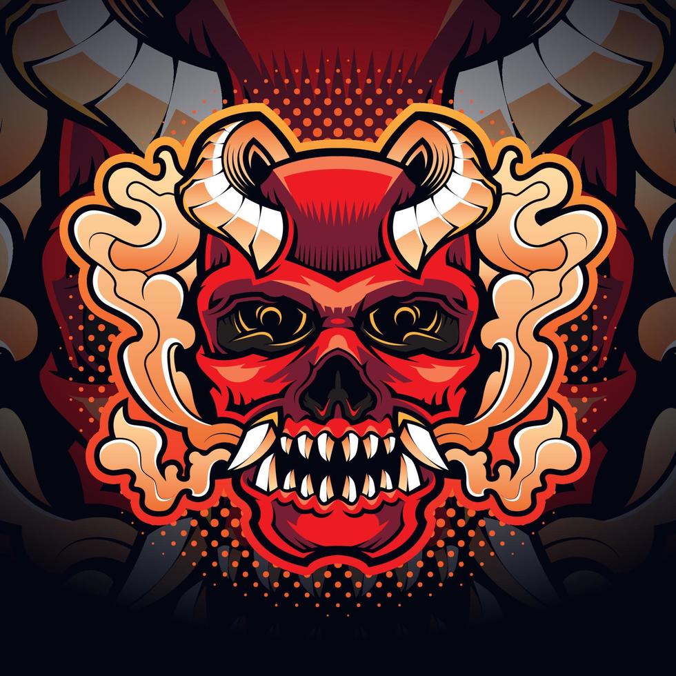 Skull evil head mascot logo vector