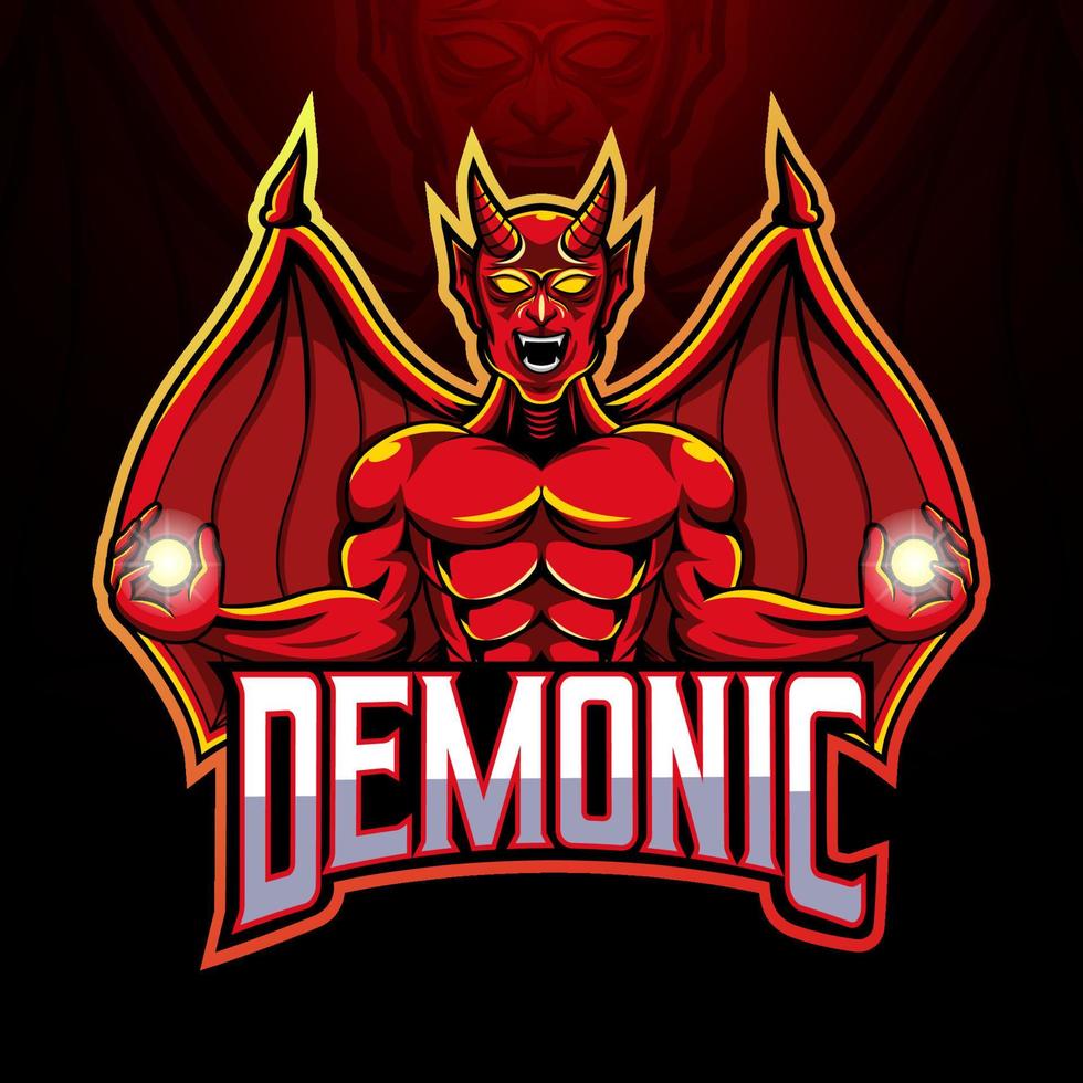 el diseño del logo de la mascota del diablo vector