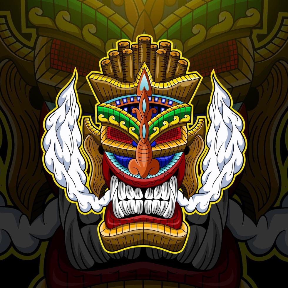 Tiki mask esport mascot logo vector