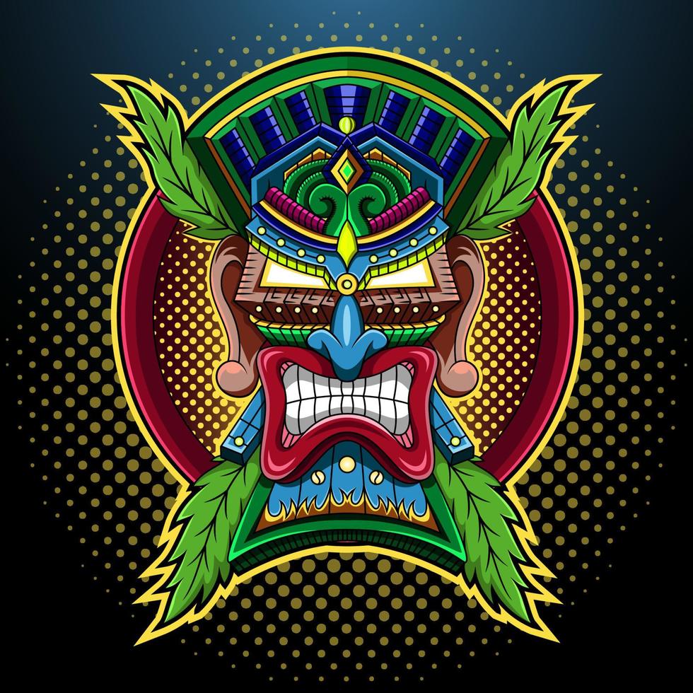 Tiki mask esport mascot logo vector