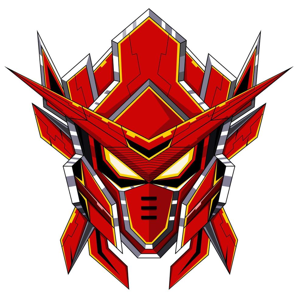 Red robot head mascot logo design vector