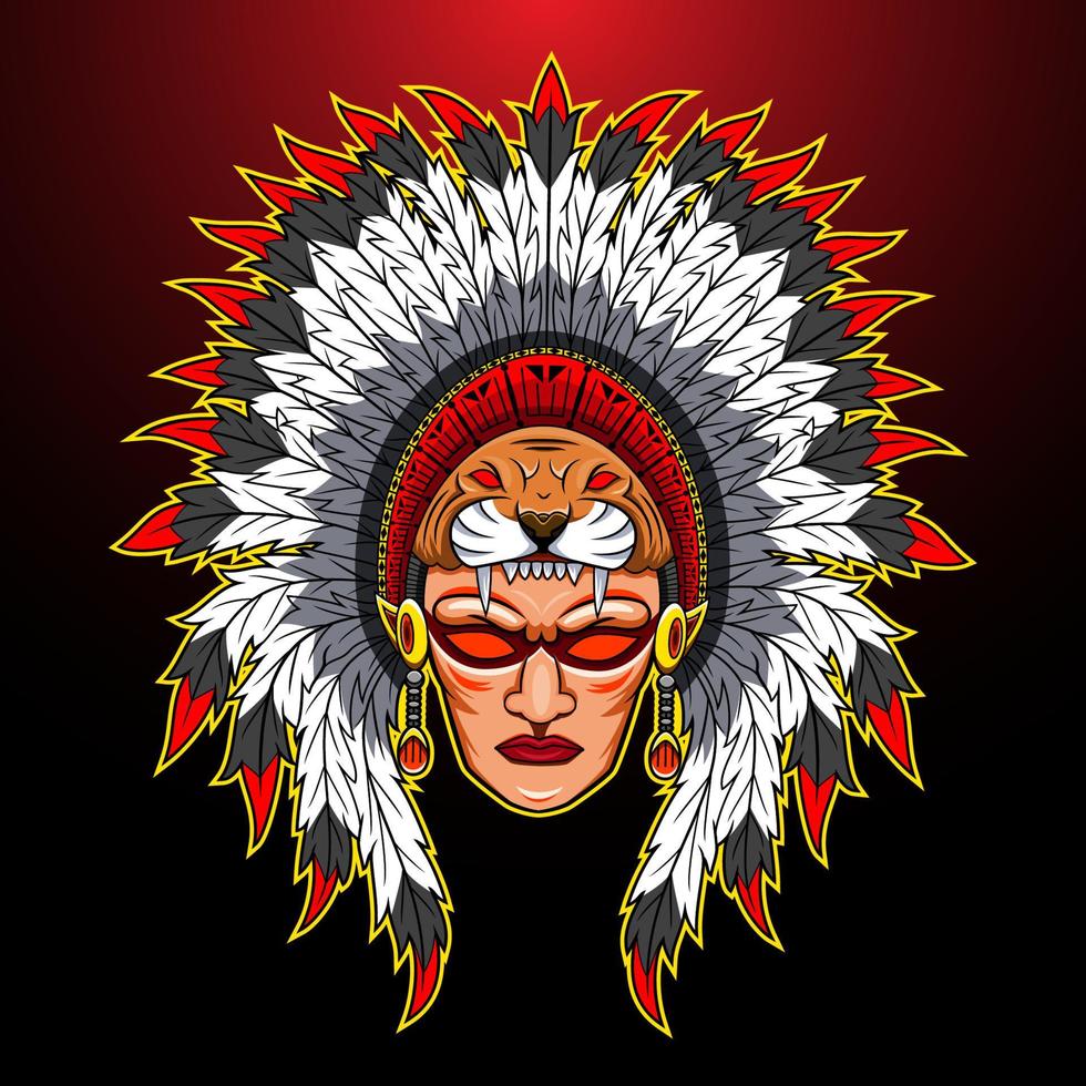Tribal chief head mascot logo vector