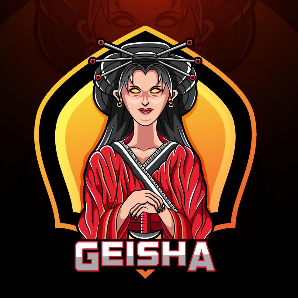 Geisha esport mascot logo design vector