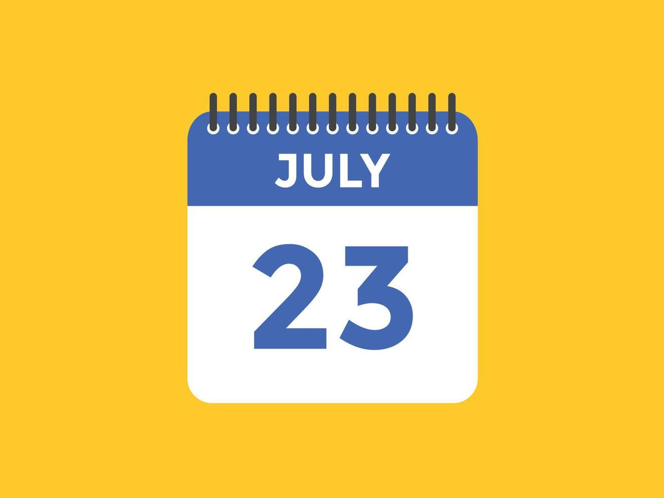 july 23 calendar reminder. 23th july daily calendar icon template. Calendar 23th july icon Design template. Vector illustration