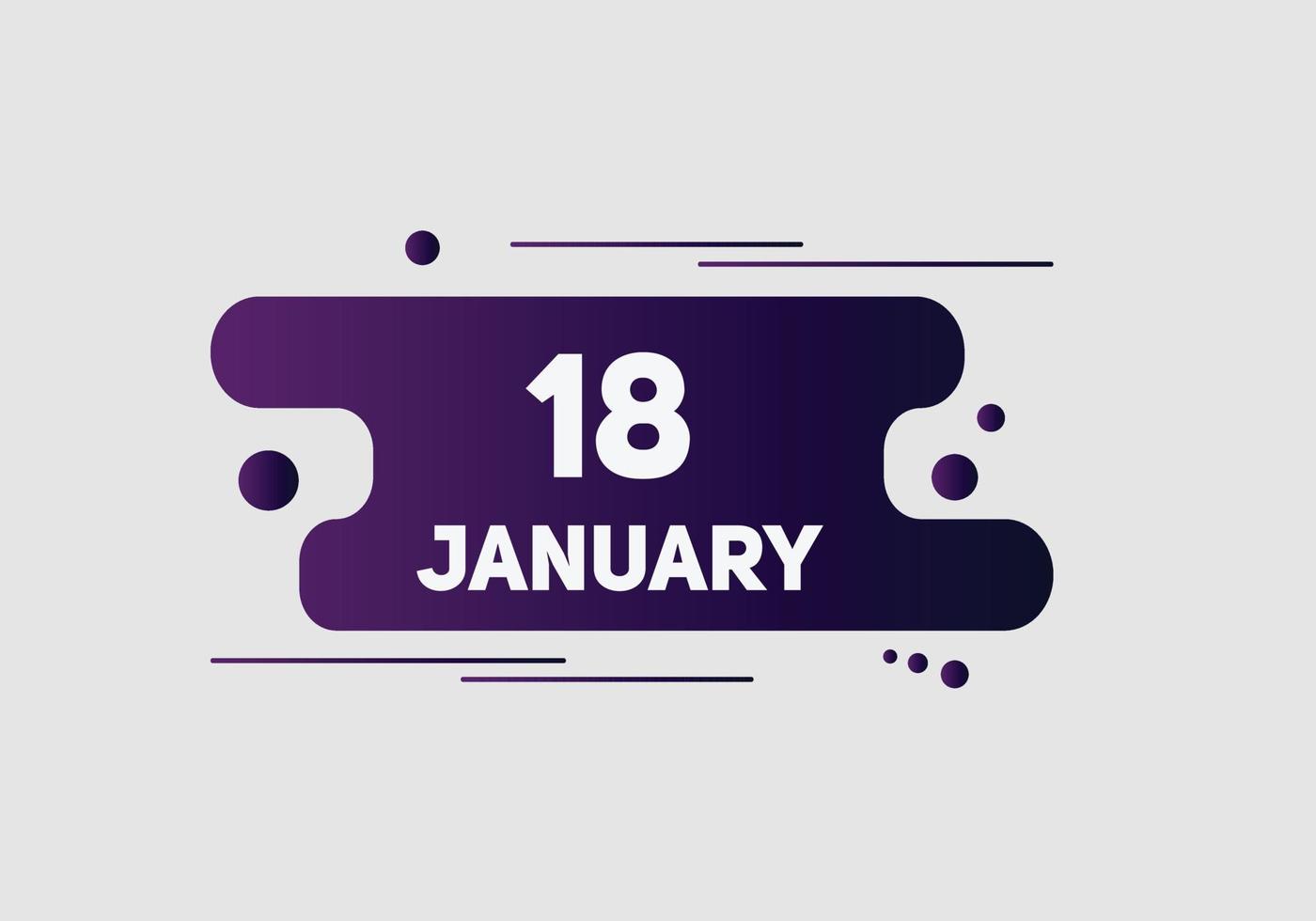 january 18 calendar reminder. 18th january daily calendar icon template. Calendar 18th january icon Design template. Vector illustration