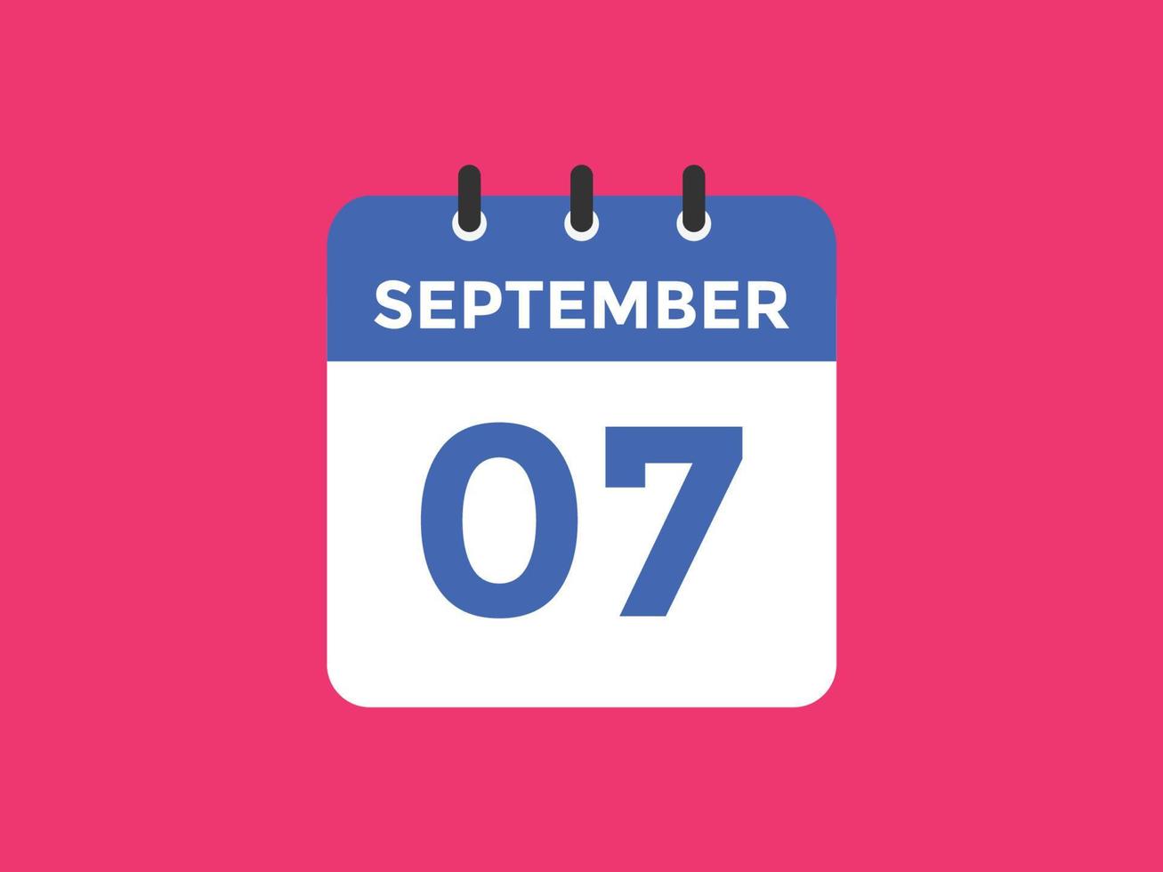 september 7 calendar reminder. 7th september daily calendar icon template. Calendar 7th september icon Design template. Vector illustration