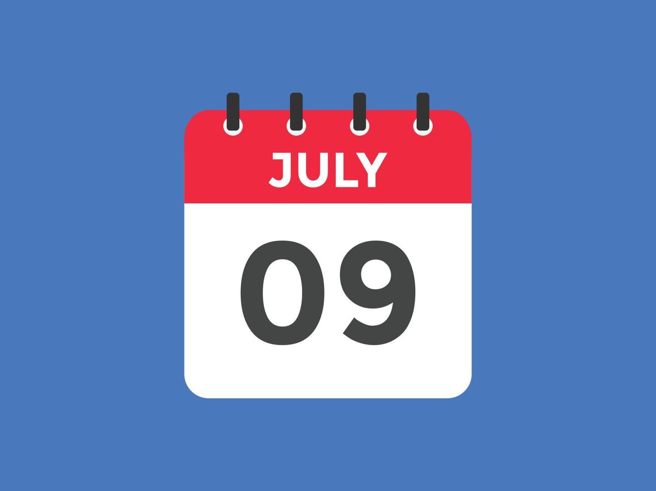 july 9 calendar reminder. 9th july daily calendar icon template. Calendar 9th july icon Design template. Vector illustration