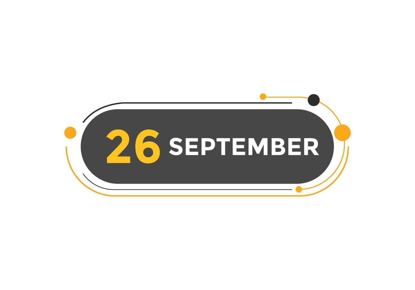 september 26 calendar reminder. 26th september daily calendar icon template. Calendar 26th september icon Design template. Vector illustration