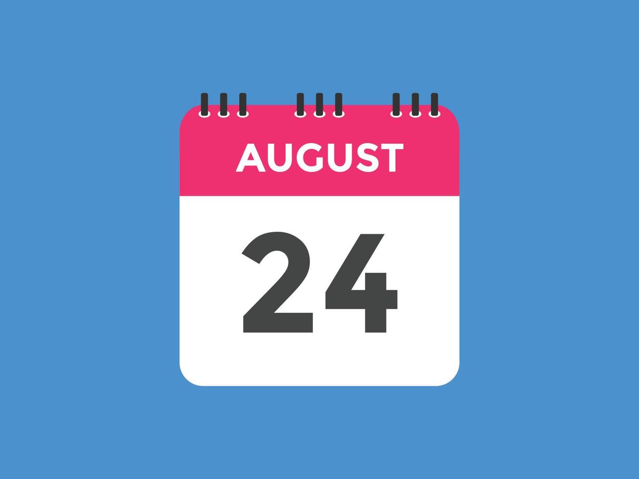 august 24 calendar reminder. 24th august daily calendar icon template. Calendar 24th august icon Design template. Vector illustration