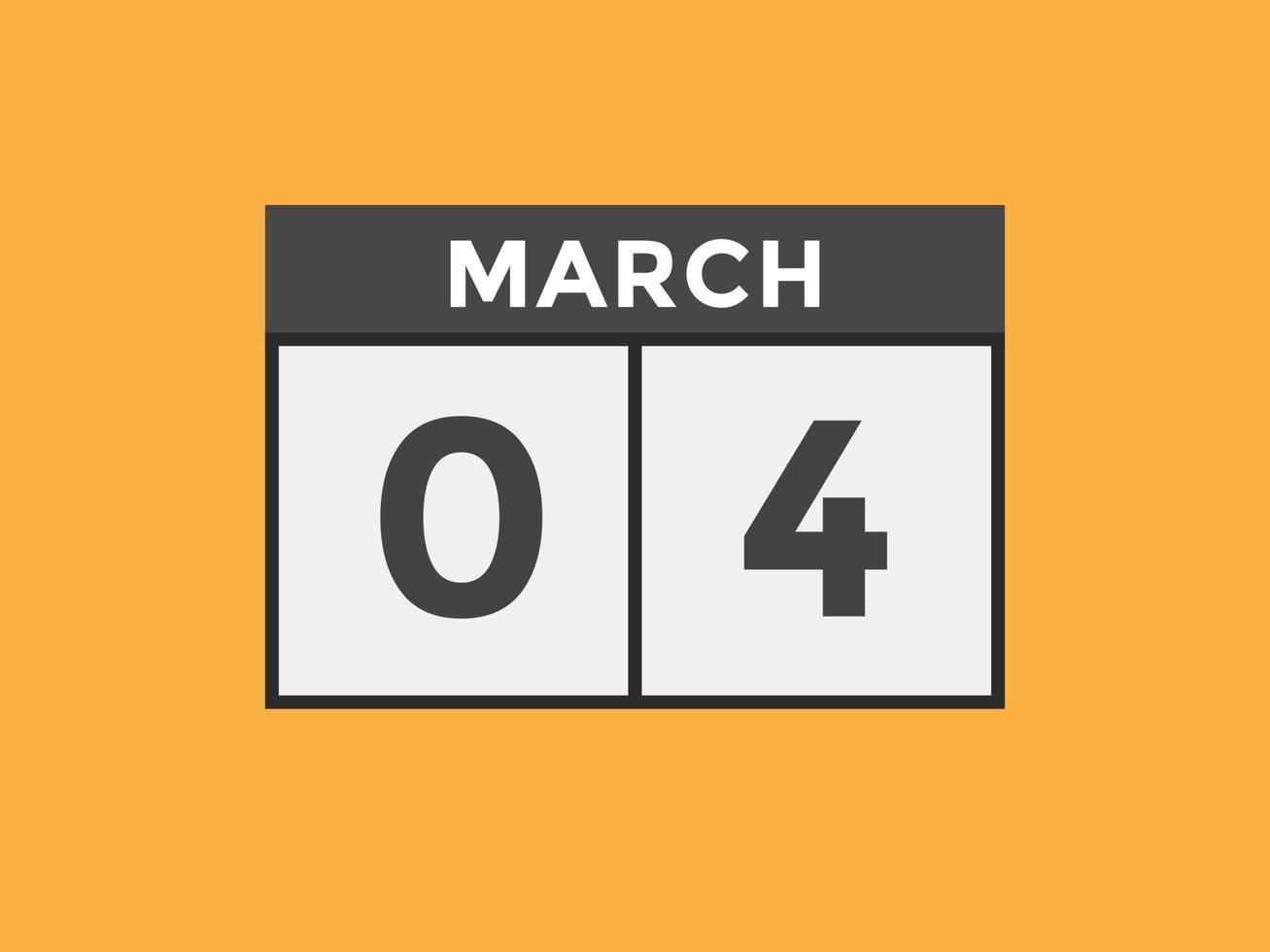 march 4 calendar reminder. 4th march daily calendar icon template. Calendar 4th march icon Design template. Vector illustration