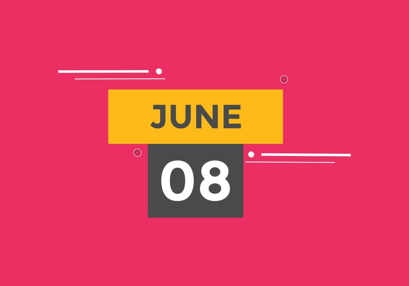 june 8 calendar reminder. 8th june daily calendar icon template. Calendar 8th june icon Design template. Vector illustration