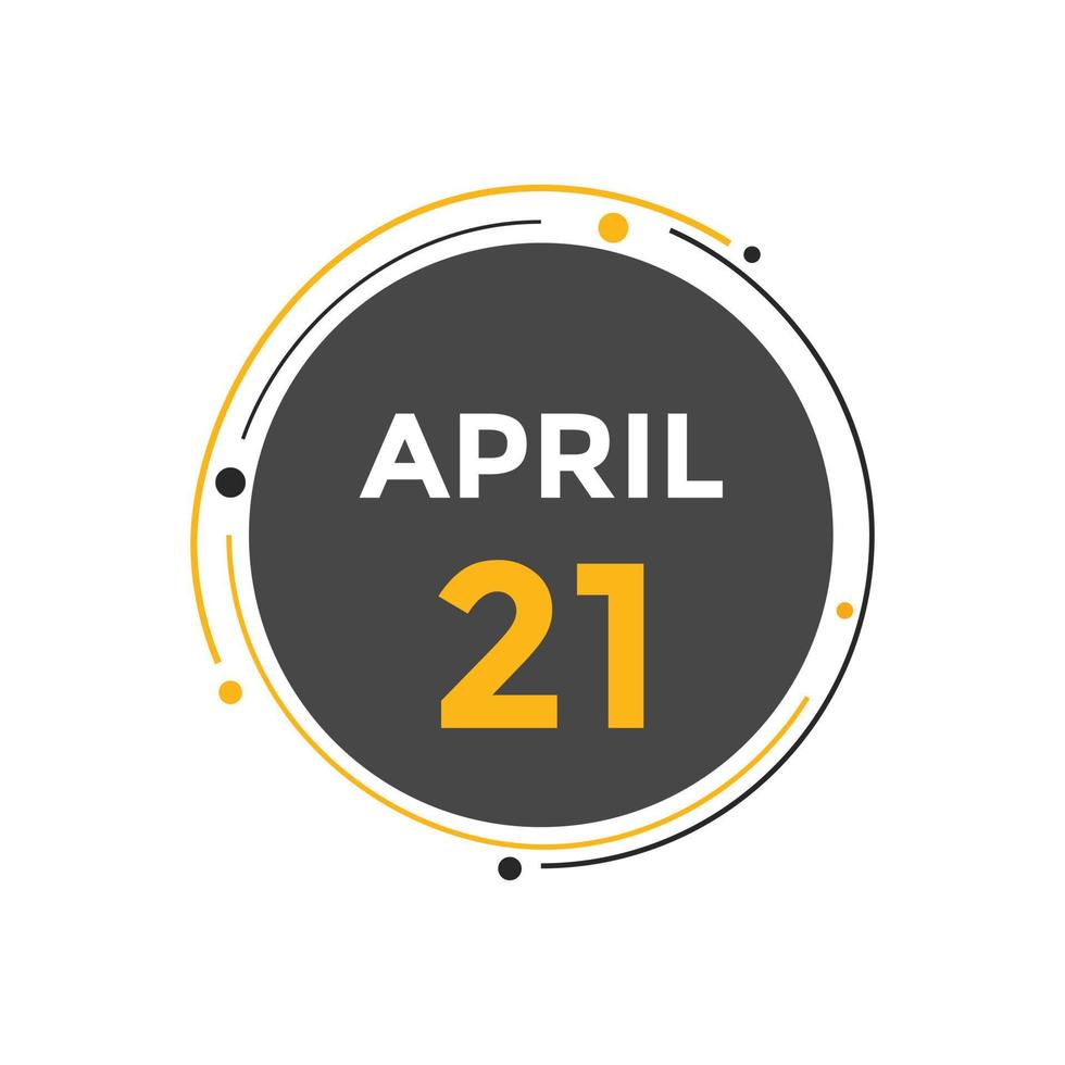 april 21 calendar reminder. 21th april daily calendar icon template. Calendar 21th april icon Design template. Vector illustration