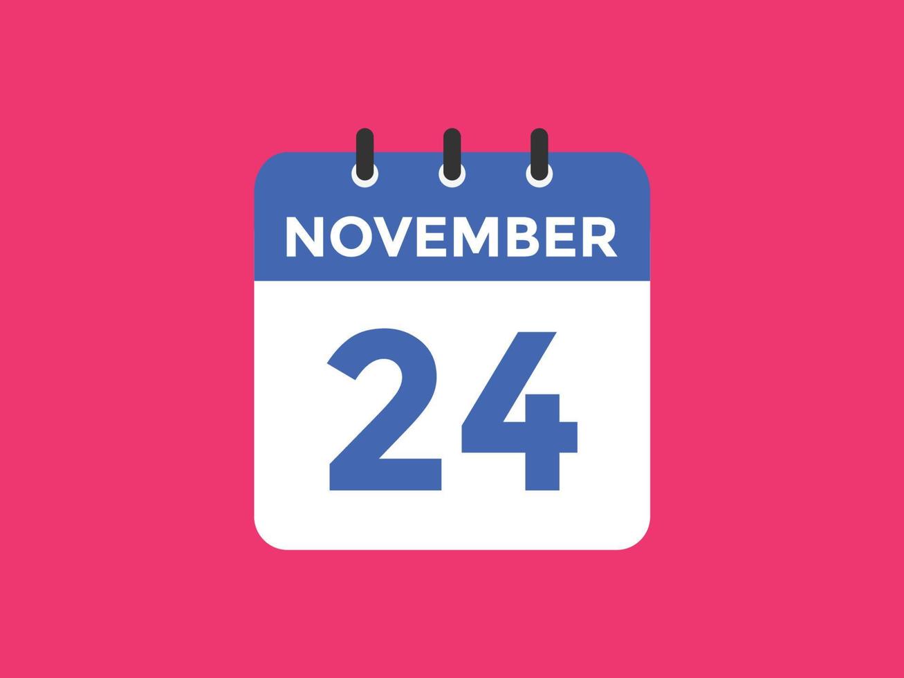 november 24 calendar reminder. 24th november daily calendar icon template. Calendar 24th november icon Design template. Vector illustration