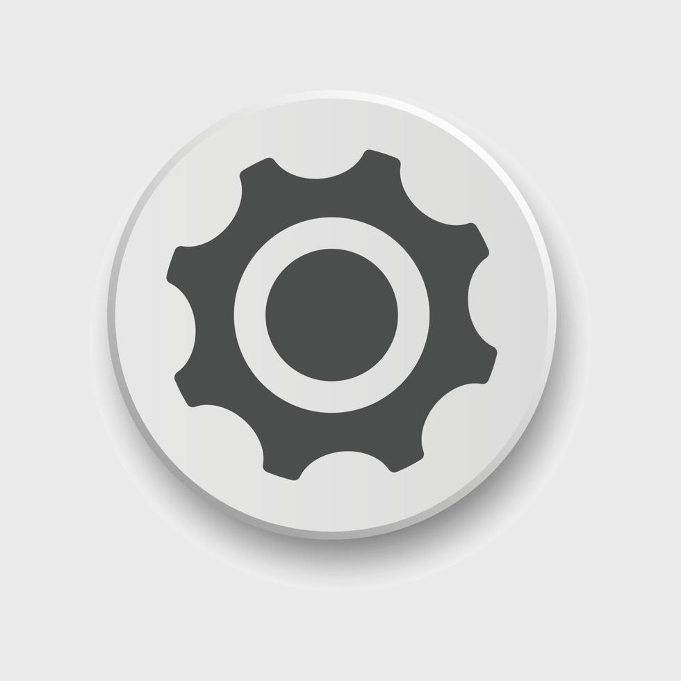 icono de configuración para aplicaciones o interfaz web con botón. conjunto de configuraciones, equipo, vector de icono de cog con botón. signo de ajuste de estilo plano o engranaje con botón