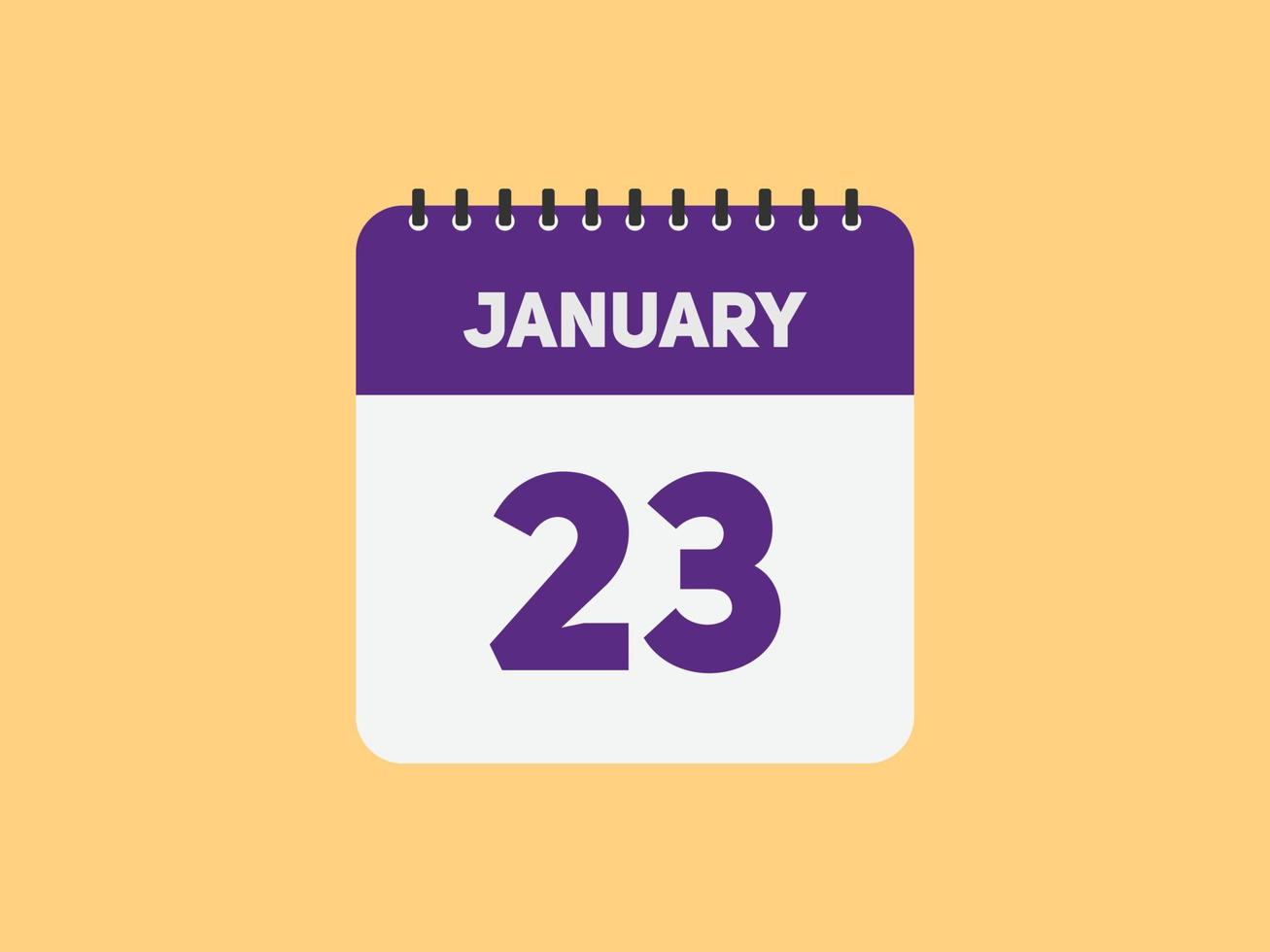 january 23 calendar reminder. 23th january daily calendar icon template. Calendar 23th january icon Design template. Vector illustration