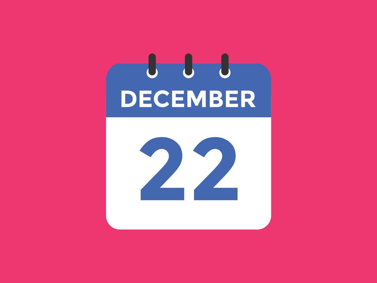 Recordatorio del calendario del 22 de diciembre. Plantilla de icono de calendario diario del 22 de diciembre. plantilla de diseño de icono de calendario 22 de diciembre. ilustración vectorial vector