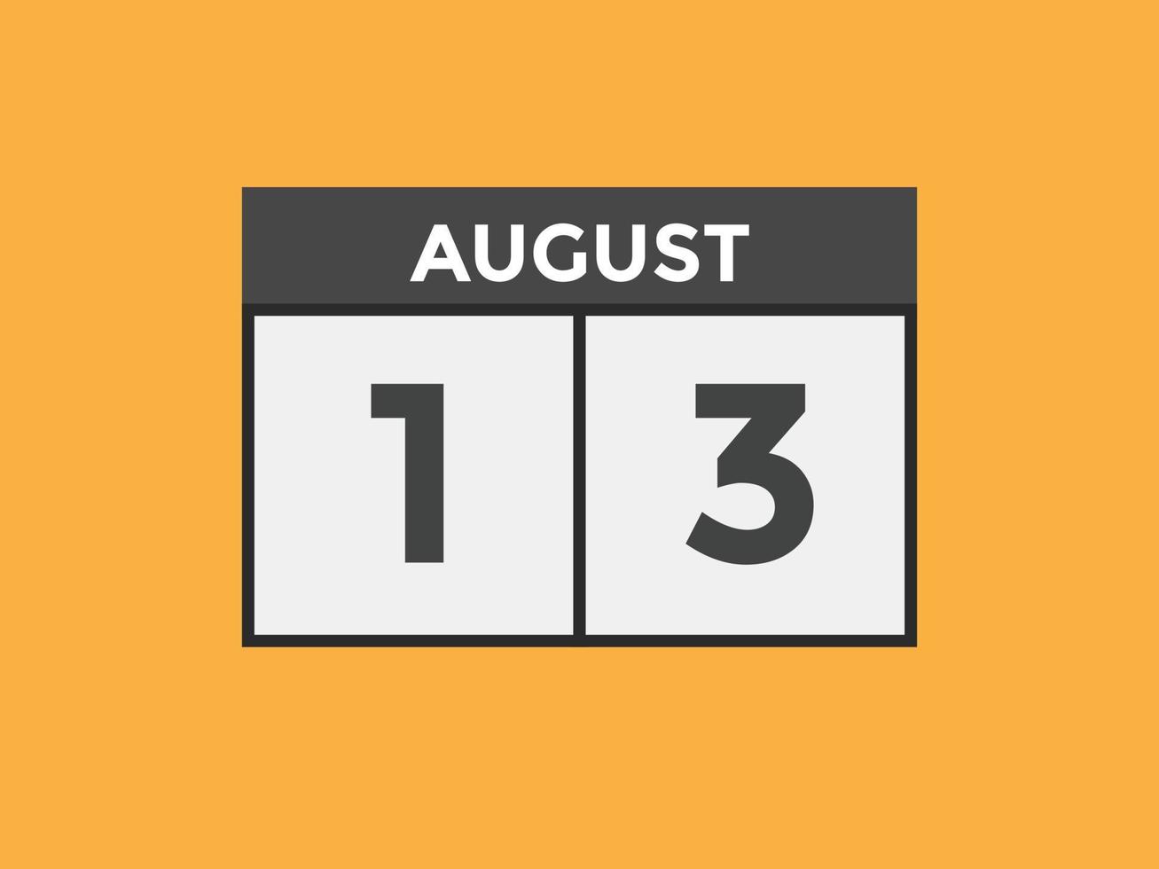 august 13 calendar reminder. 13th august daily calendar icon template. Calendar 13th august icon Design template. Vector illustration 11061899 Vector Art at Vecteezy
