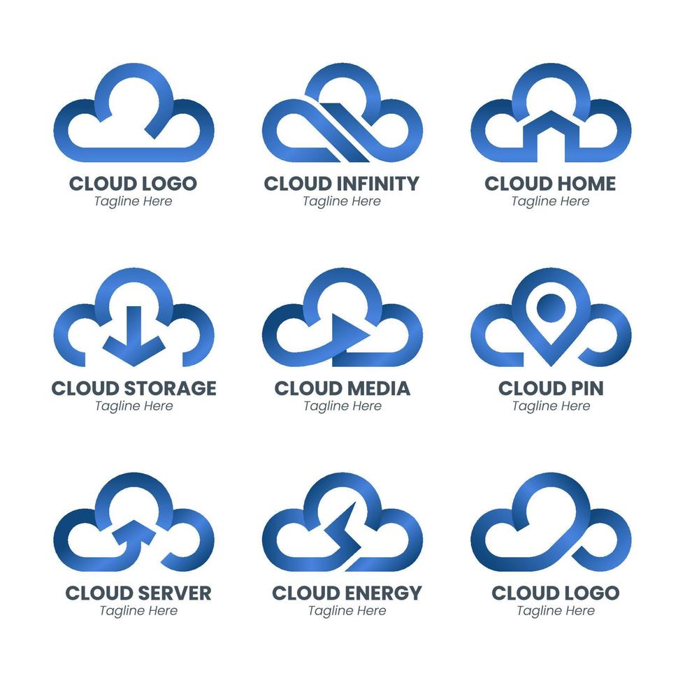 conjunto de logotipos de nubes vector