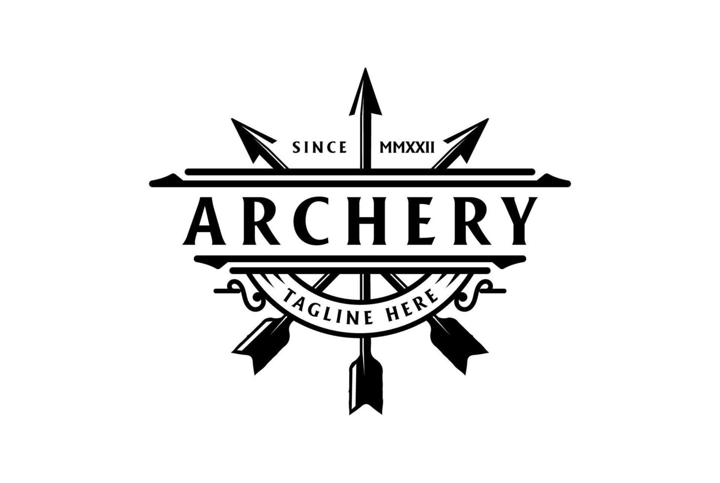 Vintage Arrow Arrowhead Badge Emblem for Archer Archery Sport Logo