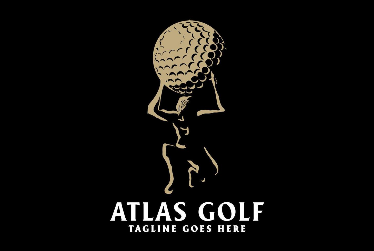 pelota de golf de elevación de atlas vintage para vector de diseño de logotipo de competición de club deportivo