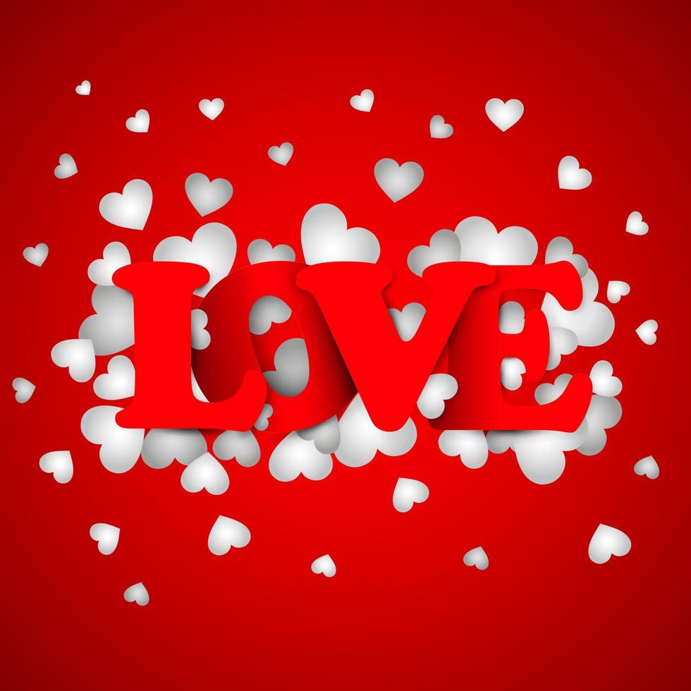 Valentine's day background with red hearts vector