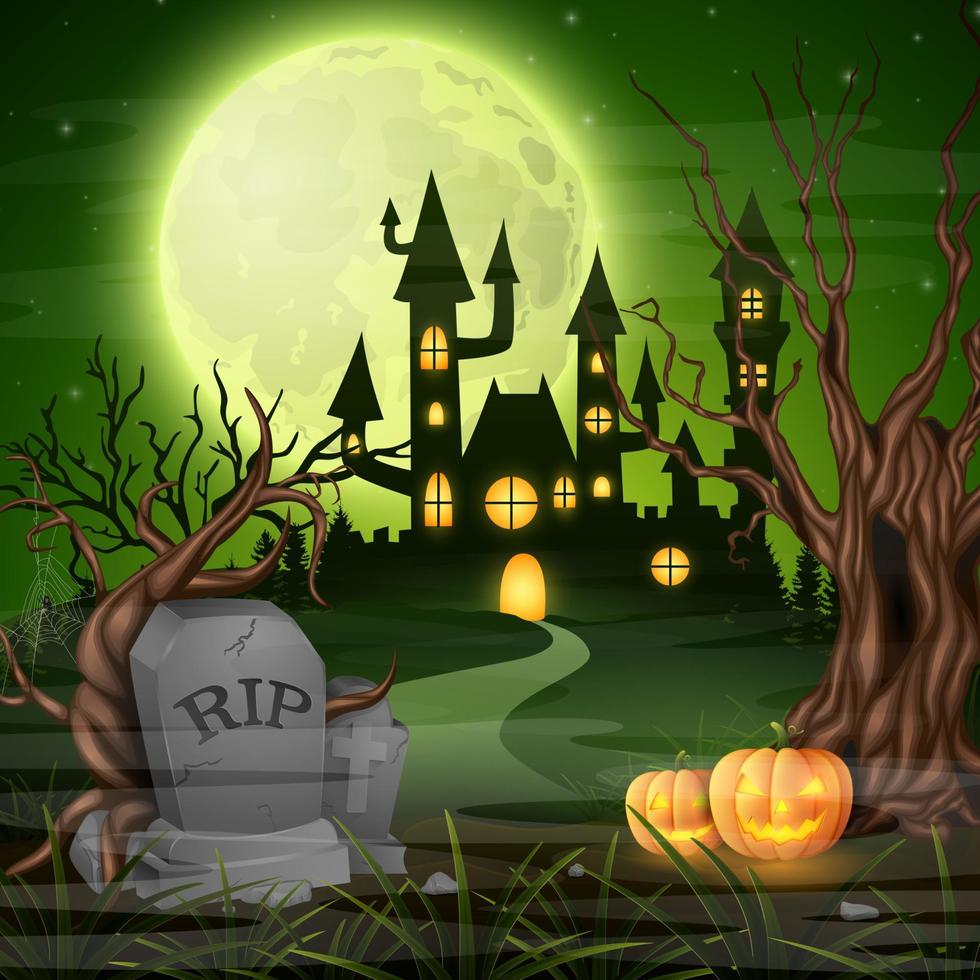 fondo de halloween de dibujos animados vector