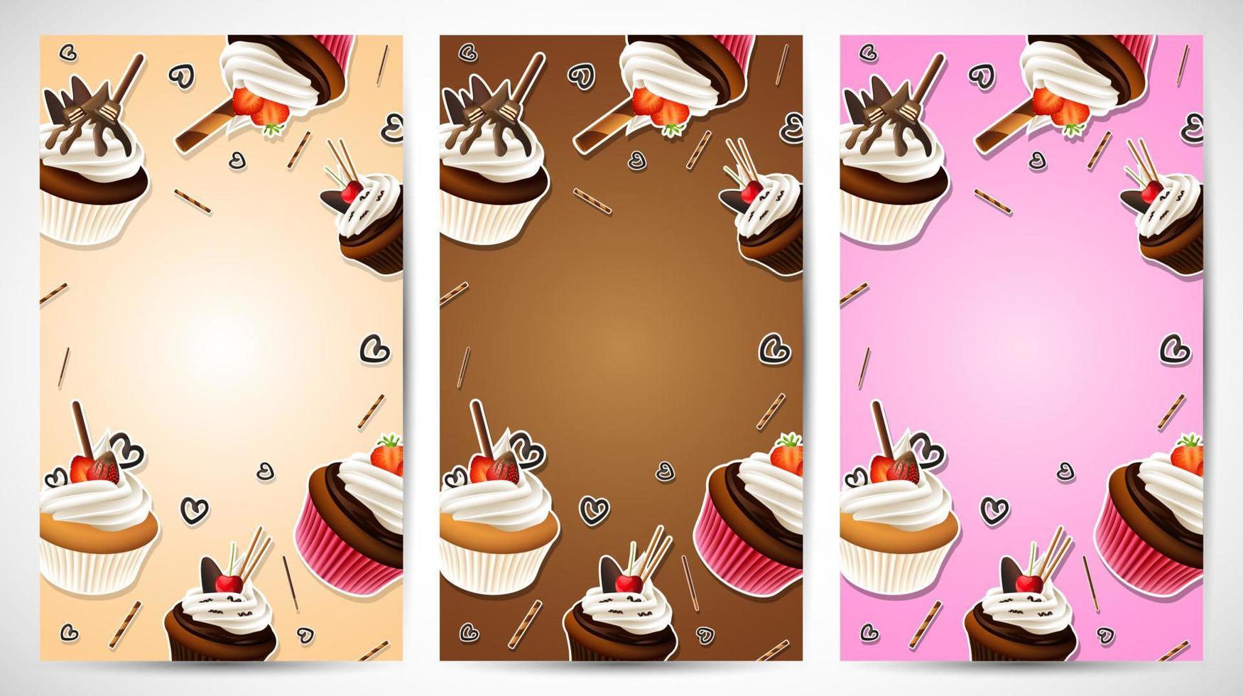 Background frame with sticker cupcake vector