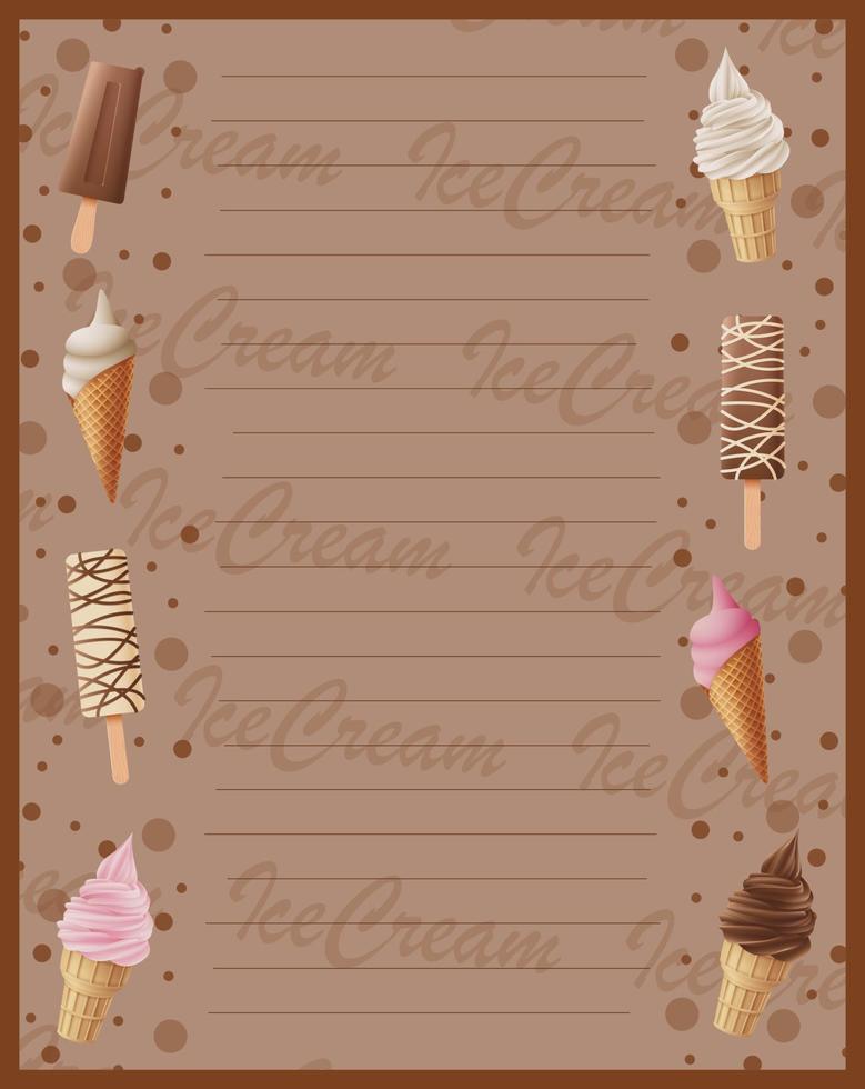 Ice cream sweet frame background vector
