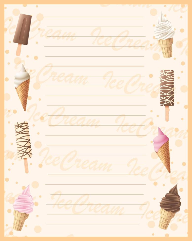 Ice cream sweet frame background vector