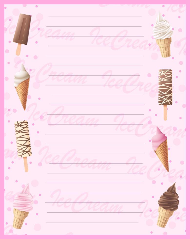 Ice cream sweet frame background vector