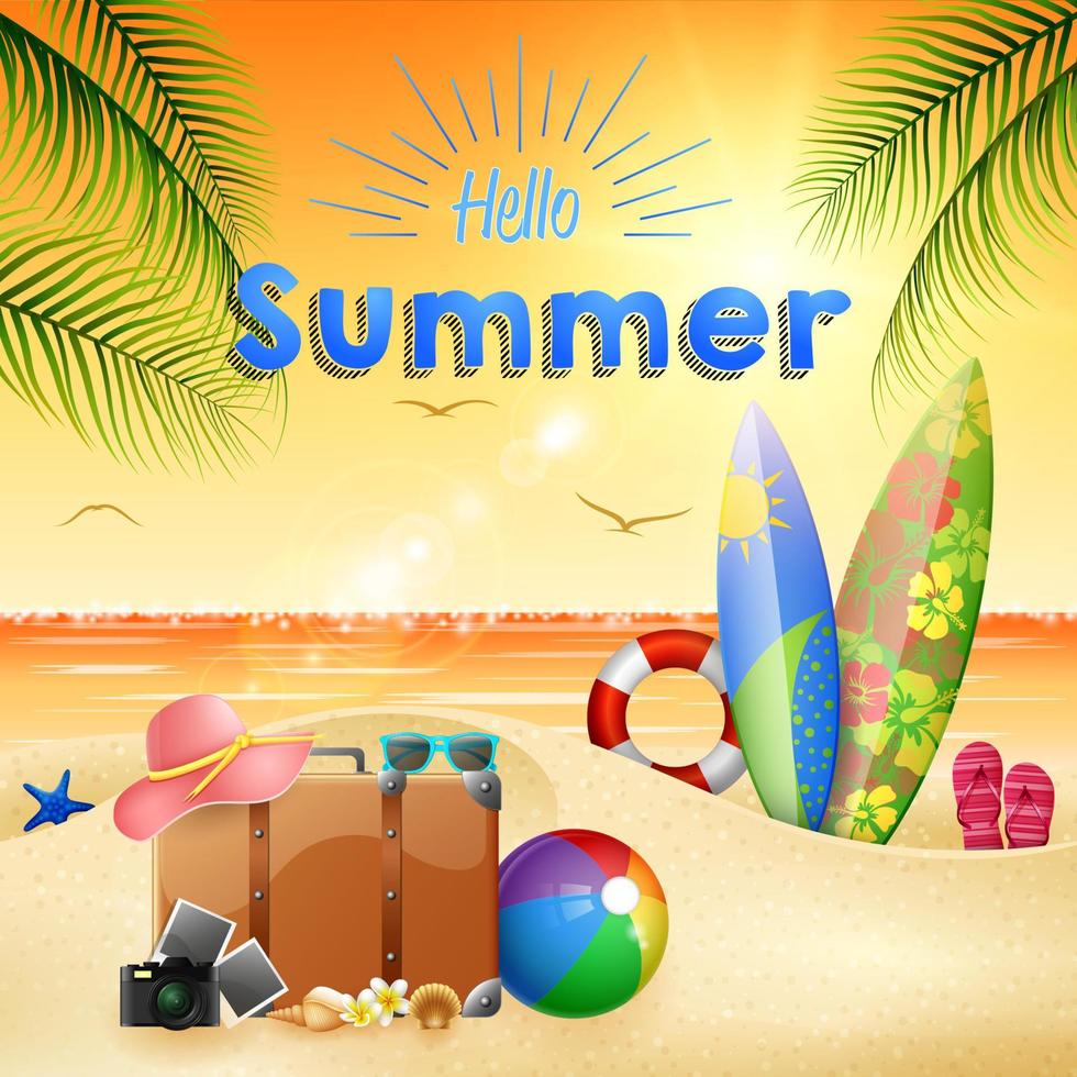 Summer beach background vector