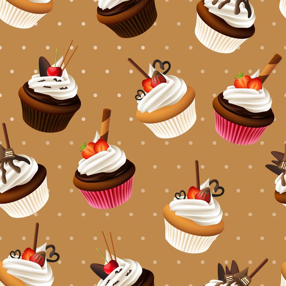 fondo de cupcake de comida dulce vector