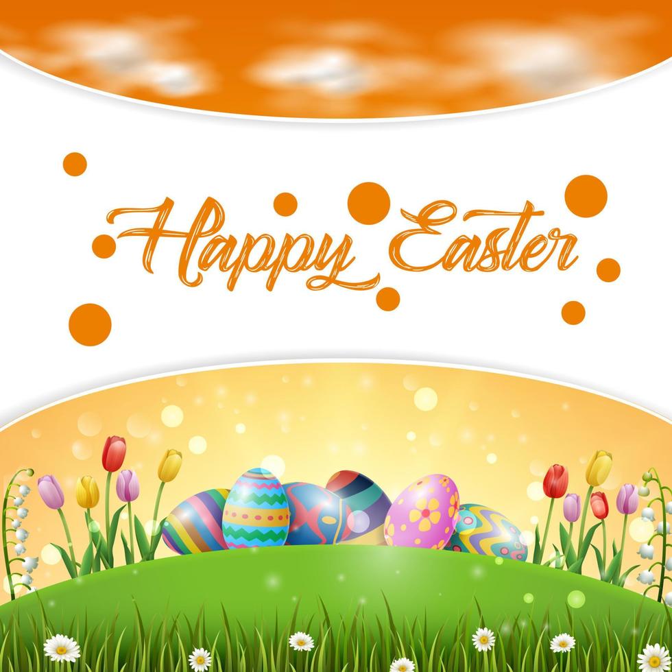 Beautiful nature background with easter egg vector