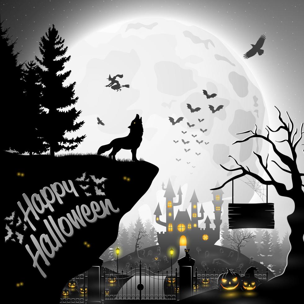 fondo de halloween de dibujos animados vector