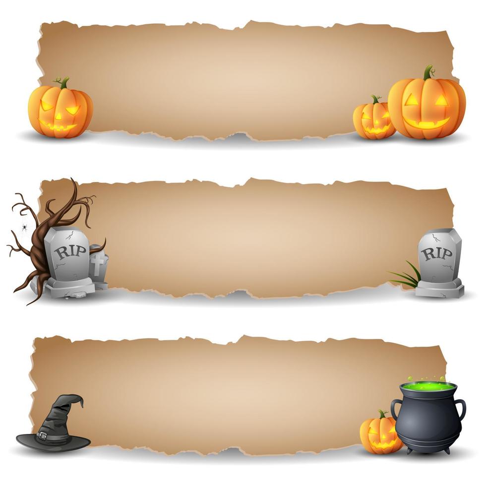 Vector illustration of Halloween horizontal banners