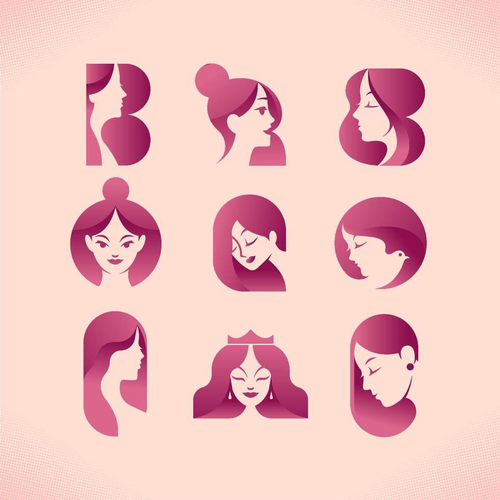 conjunto de logotipos de belleza y mujeres vector