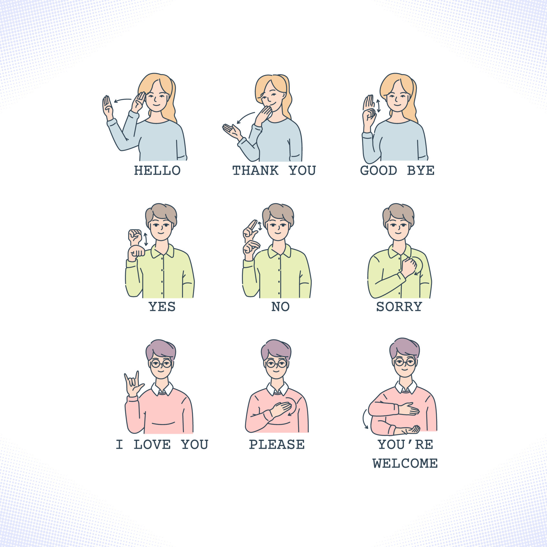 Greetings Sign Language Characters 11062425 Vector Art At Vecteezy greetings-sign-language-characters-11062425-vector-art-at-vecteezy