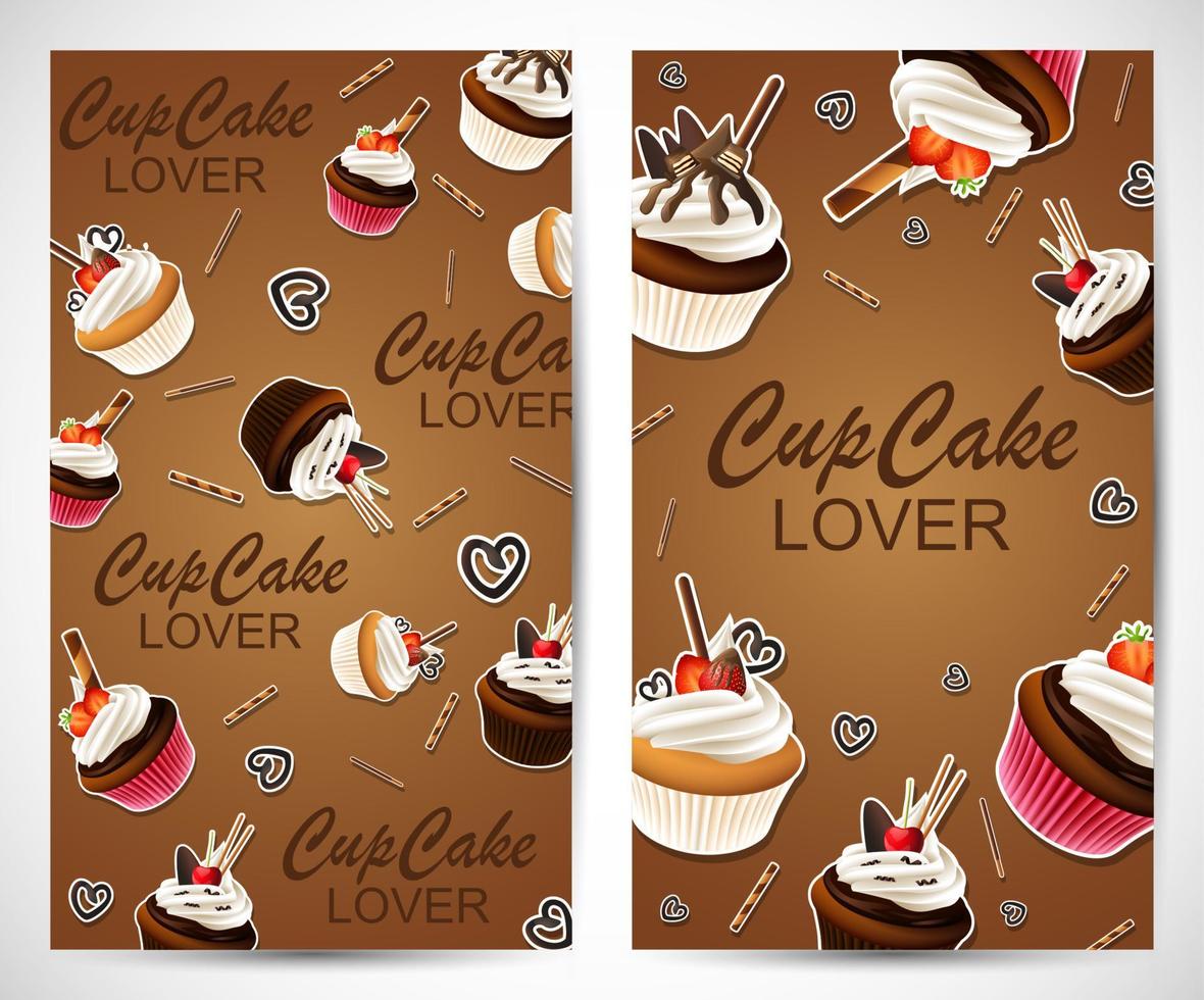 Background frame with sticker cupcake vector