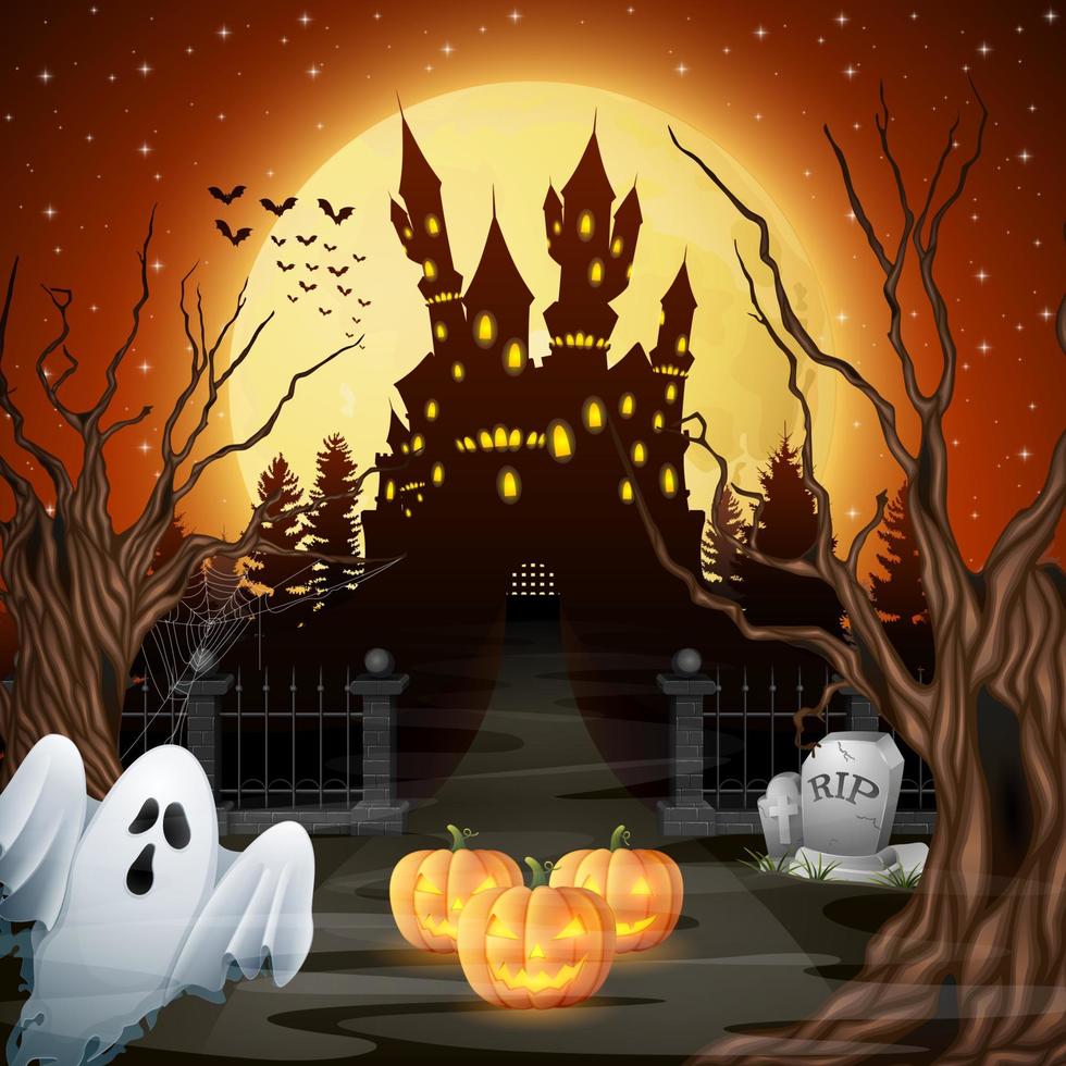 fondo de halloween de dibujos animados vector