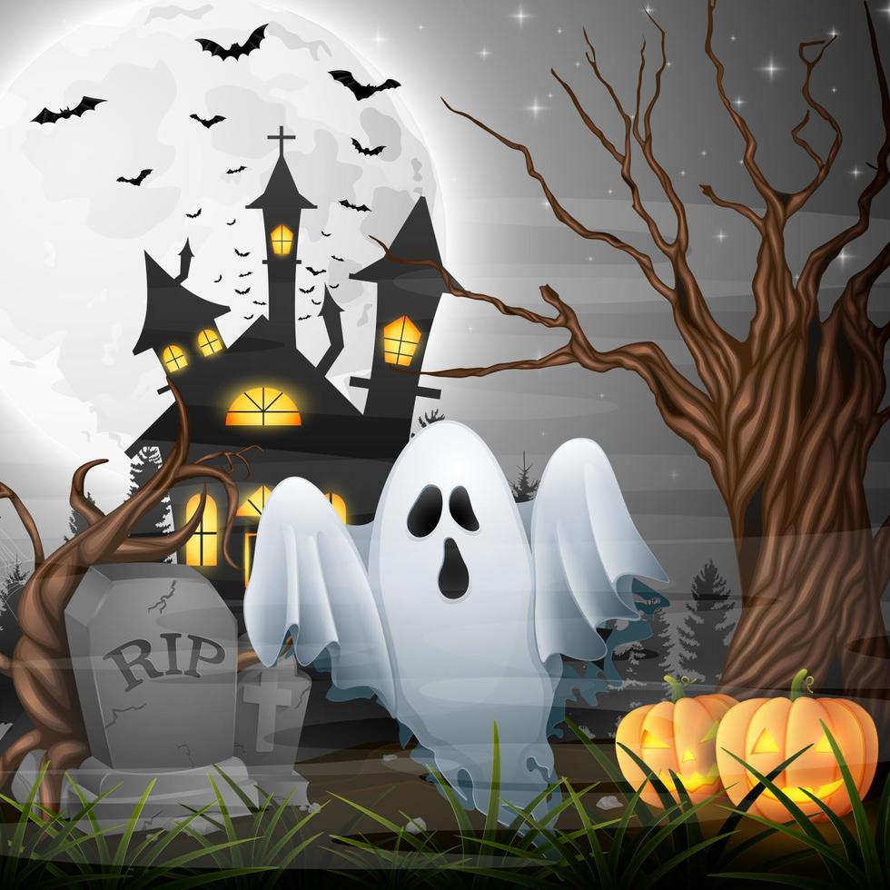 fondo de halloween de dibujos animados vector