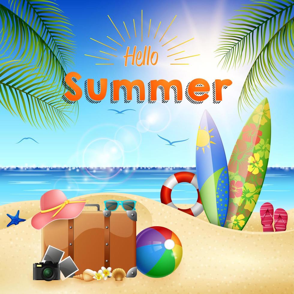 Summer beach background 11062586 Vector Art at Vecteezy