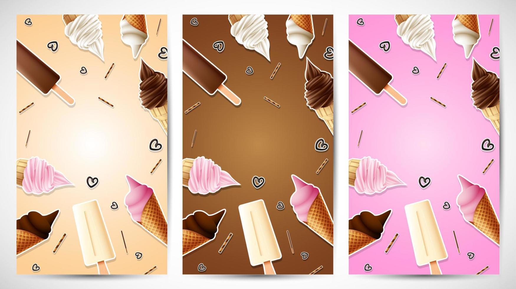 Different type of Ice cream background vector