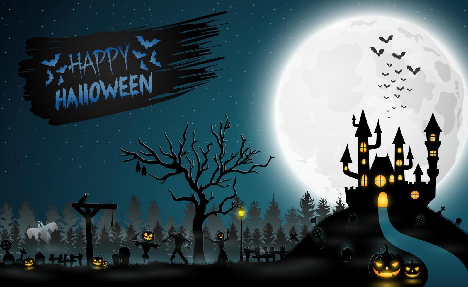 fondo de halloween de dibujos animados vector