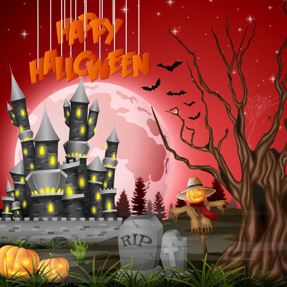 fondo de halloween de dibujos animados vector