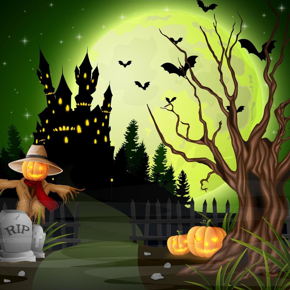 fondo de halloween de dibujos animados vector